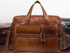 Leather Men Large Briefcase Handbag Travel Bag OverNight Bags For Men
