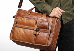 Leather Men Large Briefcase Handbag Travel Bag OverNight Bags For Men