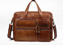 Leather Men Large Briefcase Handbag Travel Bag OverNight Bags For Men