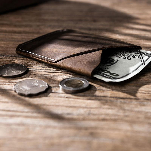 Leather Men Slim Small Card Wallet Change Small Wallet for Men - imessengerbags