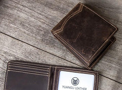 Leather Men Slim Small Wallet Bifold Small Vintage Wallet for Men - imessengerbags
