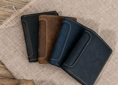 Leather Men Slim Small Wallet Bifold Small Vintage Wallet for Men - imessengerbags