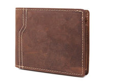 Leather Men Slim Small Wallet Bifold Small Vintage Wallet for Men - imessengerbags
