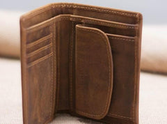 Leather Men Slim Small Wallet Bifold Small Vintage Wallet for Men - imessengerbags
