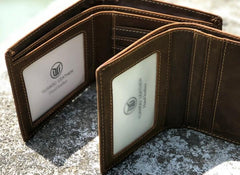 Leather Men Slim Small Wallet Bifold Small Vintage Wallet for Men - imessengerbags