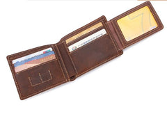 Leather Men Slim Small Wallet Bifold Small Vintage Wallet for Men - imessengerbags