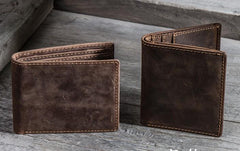 Leather Men Slim Small Wallet Bifold Small Vintage Wallet for Men - imessengerbags