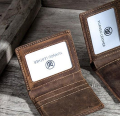 Leather Men Slim Small Wallet Bifold Small Vintage Wallet for Men - imessengerbags