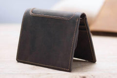 Leather Men Slim Small Wallet Bifold Small Vintage Wallet for Men - imessengerbags