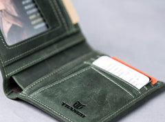 Leather Men Slim Small Wallet Bifold Small Vintage Wallet for Men - imessengerbags