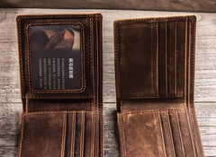 Leather Men Slim Small Wallet Bifold Small Vintage Wallet for Men - imessengerbags
