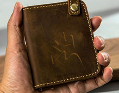 Leather Men Slim Small Wallet Bifold Small Vintage Wallet for Men - imessengerbags