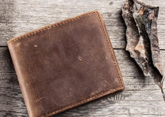 Leather Men Slim Small Wallet Bifold Small Vintage Wallet for Men - imessengerbags