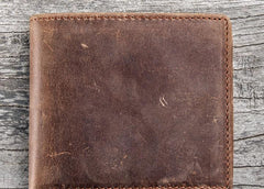 Leather Men Slim Small Wallet Bifold Small Vintage Wallet for Men - imessengerbags