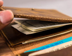 Leather Men Slim Small Wallet Bifold Small Vintage Wallet for Men - imessengerbags