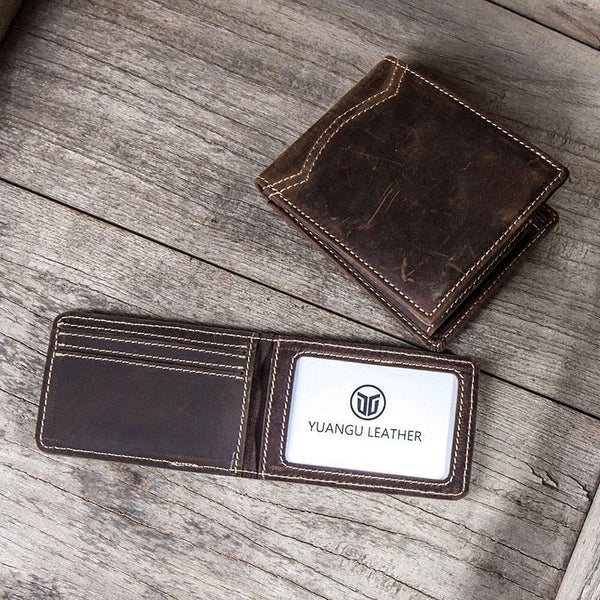 Leather Men Slim Small Wallet Bifold Small Vintage Wallet for Men - imessengerbags