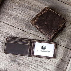 Leather Men Slim Small Wallet Bifold Small Vintage Wallet for Men - imessengerbags
