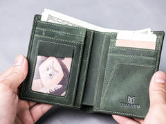 Leather Men Slim Small Wallet Bifold Small Vintage Wallet for Men - imessengerbags