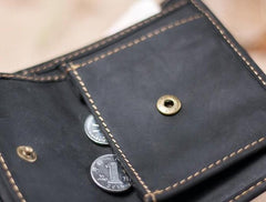 Leather Men Slim Small Wallet Bifold Small Vintage Wallet for Men - imessengerbags