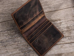 Leather Men Slim Small Wallet Bifold Small Vintage Wallet for Men - imessengerbags
