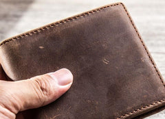 Leather Men Slim Small Wallet Bifold Small Vintage Wallet for Men - imessengerbags