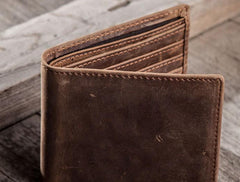 Leather Men Slim Small Wallet Bifold Small Vintage Wallet for Men - imessengerbags