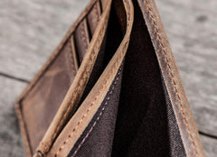 Leather Men Slim Small Wallet Bifold Small Vintage Wallet for Men - imessengerbags