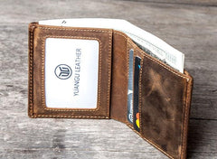 Leather Men Slim Small Wallet Bifold Small Vintage Wallet for Men - imessengerbags