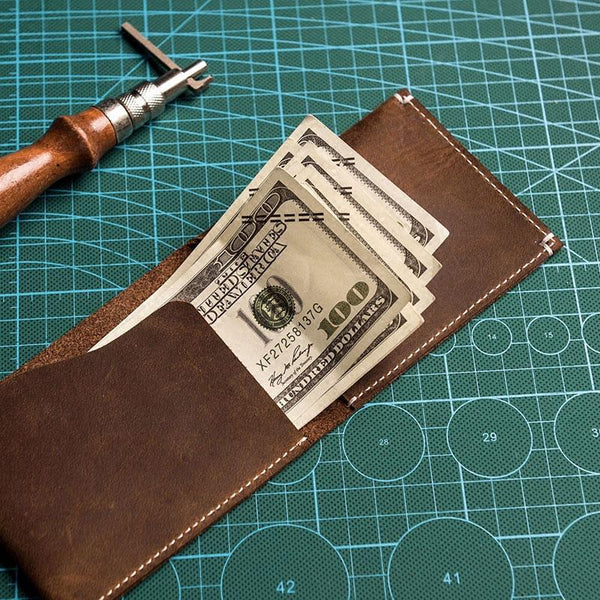 Leather Men Slim Small Wallet Bifold Small Vintage Wallet for Men - imessengerbags