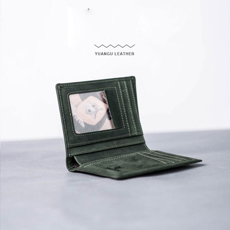 Leather Men Slim Small Wallet Bifold Small Vintage Wallet for Men - imessengerbags
