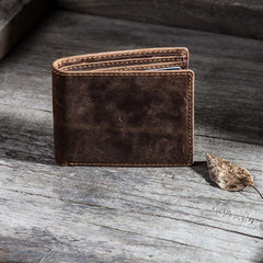 Leather Men Slim Small Wallet Bifold Small Vintage Wallet for Men - imessengerbags