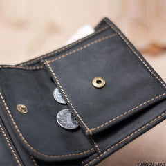 Leather Men Slim Small Wallet Bifold Small Vintage Wallet for Men - imessengerbags