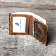 Leather Men Slim Small Wallet Bifold Small Vintage Wallet for Men - imessengerbags