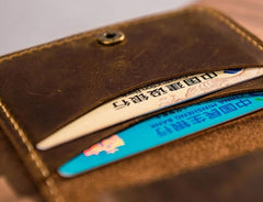 Leather Men Slim Small Wallet Bifold Small Vintage Wallet for Men - imessengerbags