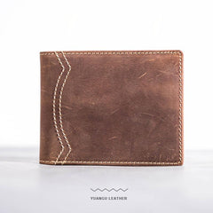 Leather Men Slim Small Wallet Bifold Small Vintage Wallet for Men - imessengerbags