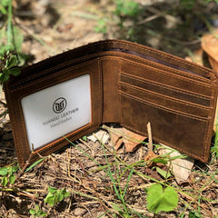 Leather Men Slim Small Wallet Bifold Small Vintage Wallet for Men - imessengerbags