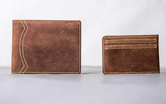 Leather Men Slim Small Wallet Bifold Small Vintage Wallet for Men - imessengerbags