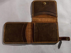 Leather Men Slim Small Wallet Bifold Small Vintage Wallet for Men - imessengerbags