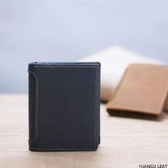 Leather Men Slim Small Wallet Bifold Small Vintage Wallet for Men - imessengerbags