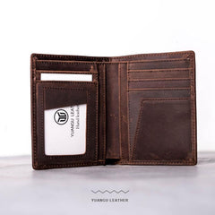 Leather Men Slim Small Wallet Bifold Small Vintage Wallet for Men - imessengerbags