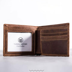 Leather Men Slim Small Wallet Bifold Small Vintage Wallet for Men - imessengerbags