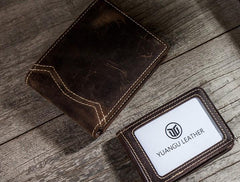 Leather Men Slim Small Wallet Bifold Small Vintage Wallet for Men - imessengerbags