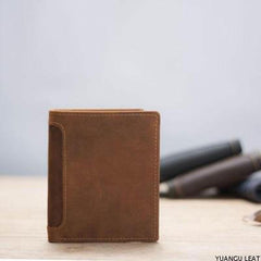 Leather Men Slim Small Wallet Bifold Small Vintage Wallet for Men - imessengerbags