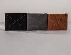 Leather Men Slim Small Wallet Trifold Small Vintage Wallet for Men - imessengerbags