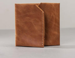 Leather Men Slim Small Wallet Trifold Small Vintage Wallet for Men - imessengerbags