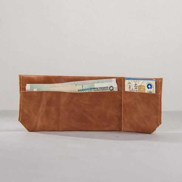 Leather Men Slim Small Wallet Trifold Small Vintage Wallet for Men - imessengerbags