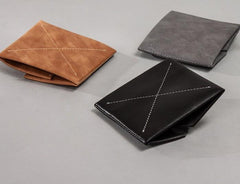 Leather Men Slim Small Wallet Trifold Small Vintage Wallet for Men - imessengerbags