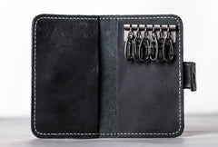 Men Leather Key Holder Key Wallet Bifold Small Key Holder Wallet for Men - imessengerbags