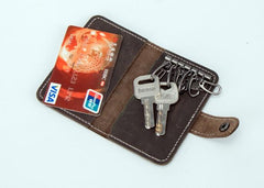 Men Leather Key Holder Key Wallet Bifold Small Key Holder Wallet for Men - imessengerbags