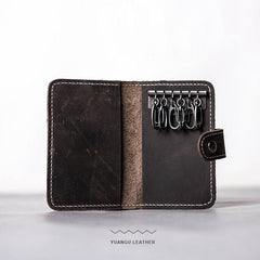 Men Leather Key Holder Key Wallet Bifold Small Key Holder Wallet for Men - imessengerbags